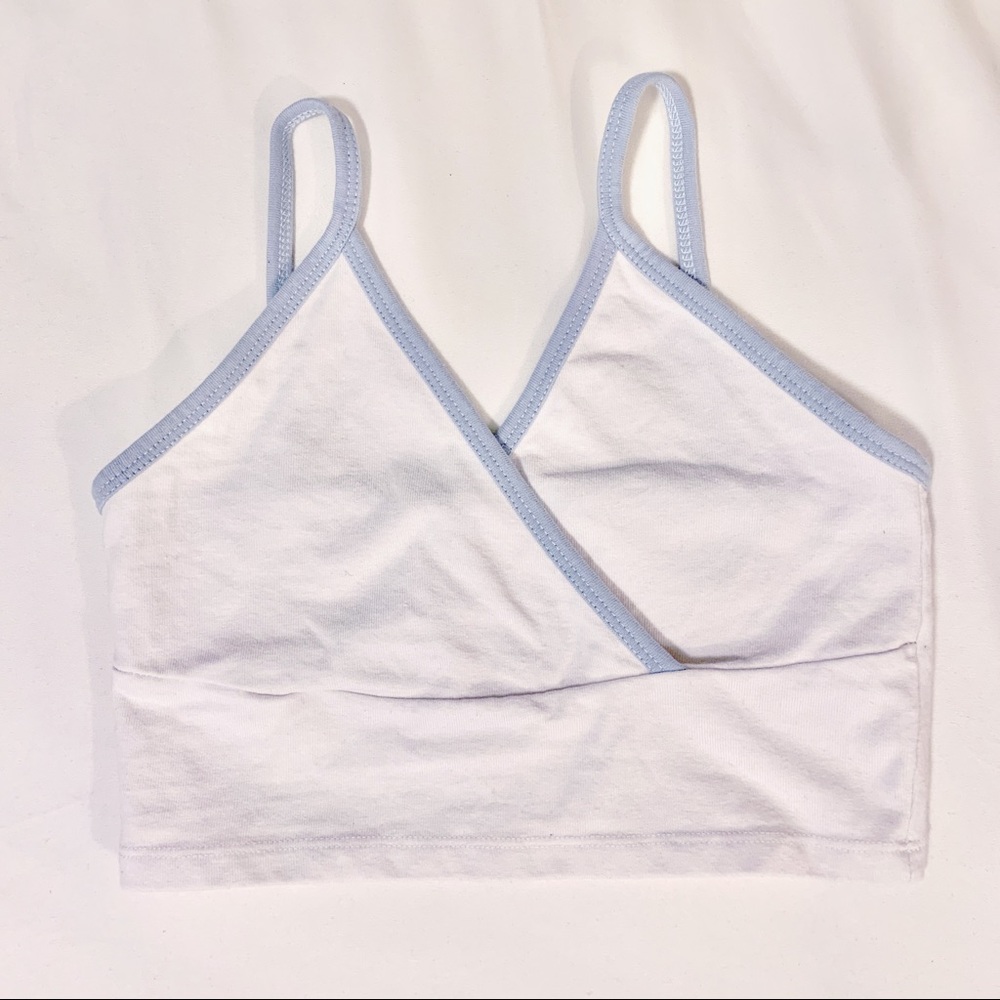 Brandy Melville Amara Tank White Blue XS S M